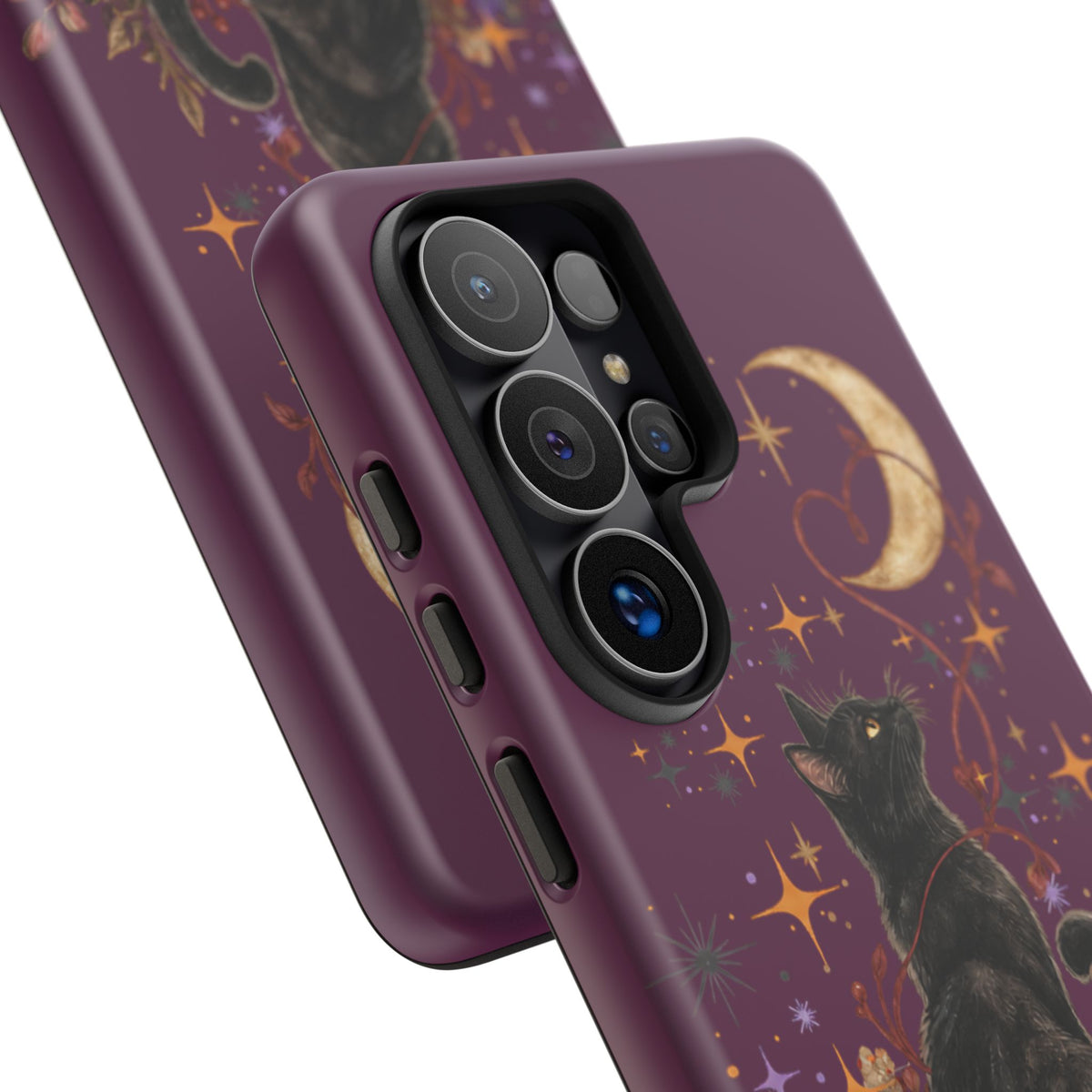 Black Cat Halloween Phone Case | Bewitched By You Witchy Moon & Pumpkin Tough Case | Dual-Layer Protective Cover for iPhone & Samsung