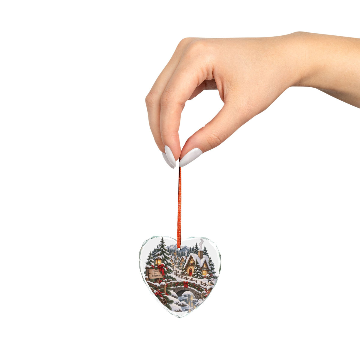Glass Ornament — Cozy Snowy Village 'Home for Christmas' Holiday Decoration