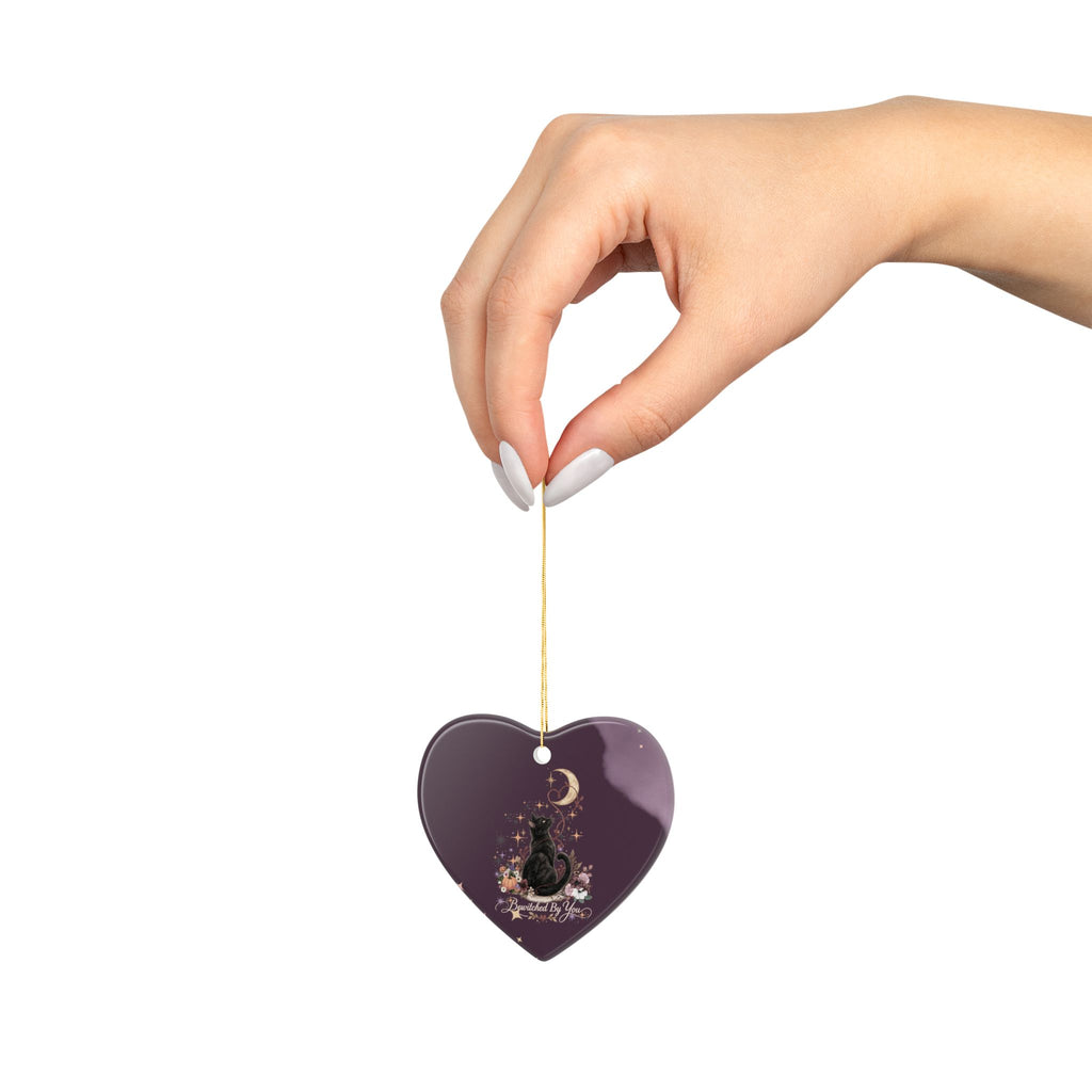 Cat Moon Ceramic Ornament — "Bewitched By You" Holiday Keepsake