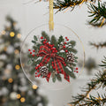 Christmas Wreath Acrylic Ornament — Plaid Bow, Pine & Berries Holiday Decoration
