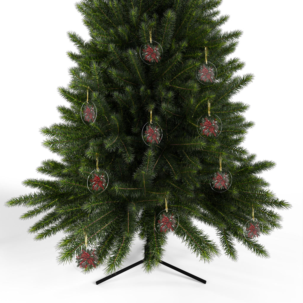 Christmas Wreath Acrylic Ornament — Plaid Bow, Pine & Berries Holiday Decoration