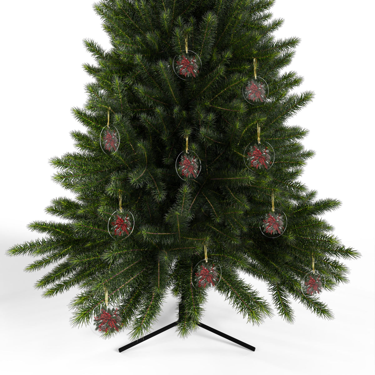 Christmas Wreath Acrylic Ornament — Plaid Bow, Pine & Berries Holiday Decoration
