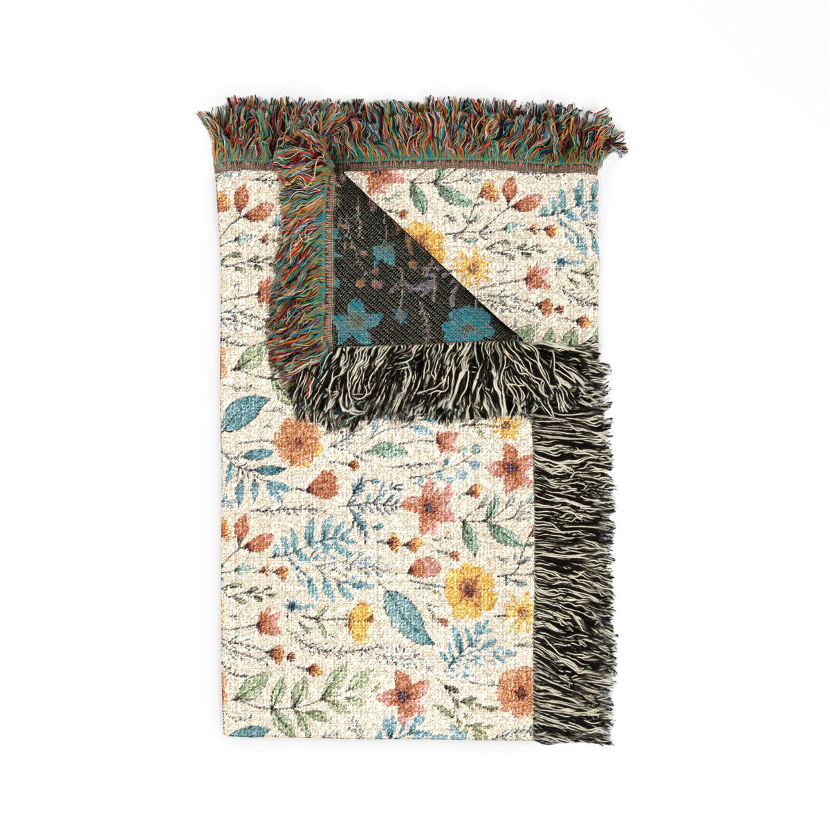 Floral Woven Blanket — Reversible Cozy Throw with Botanical Pattern