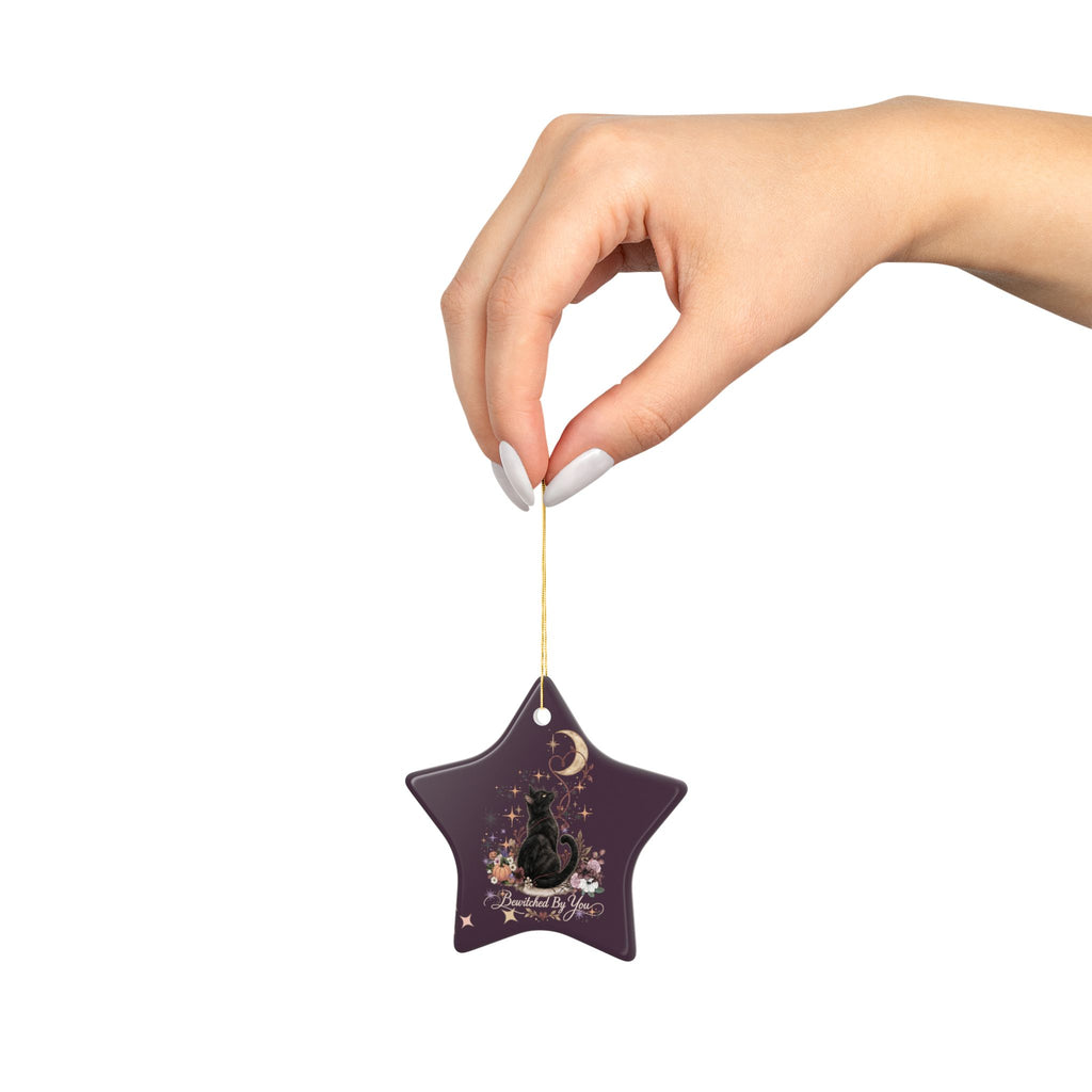 Cat Moon Ceramic Ornament — "Bewitched By You" Holiday Keepsake