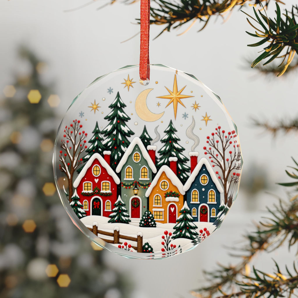 Crystal Heart Ornament — Festive Snowy Village Christmas Decoration