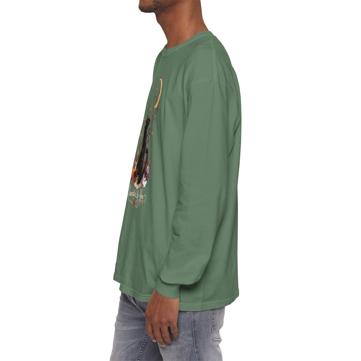 Black Cat Moon Long Sleeve Shirt — "Bewitched by You" Gothic Cat Tee