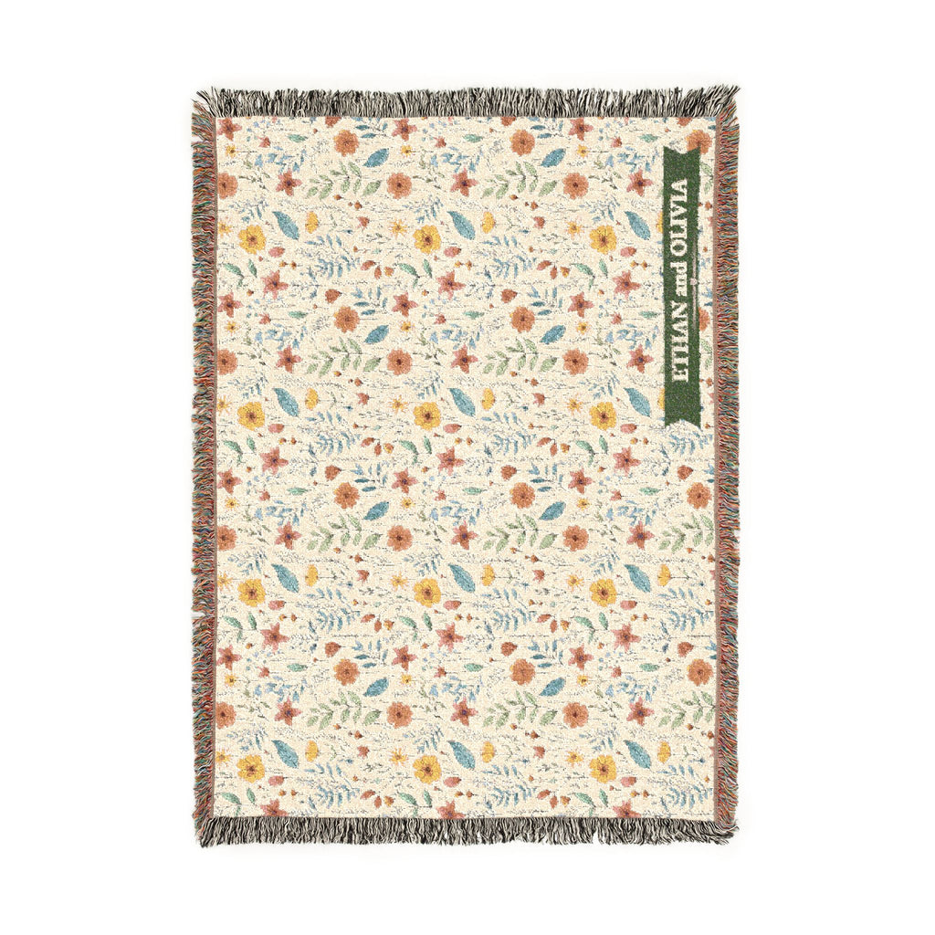 Floral Woven Blanket — Reversible Cozy Throw with Botanical Pattern