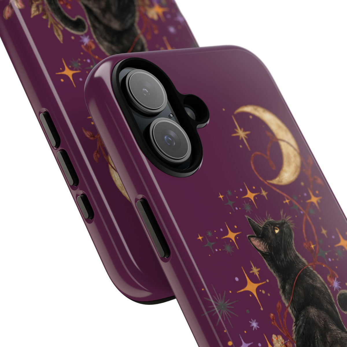 Black Cat Halloween Phone Case | Bewitched By You Witchy Moon & Pumpkin Tough Case | Dual-Layer Protective Cover for iPhone & Samsung