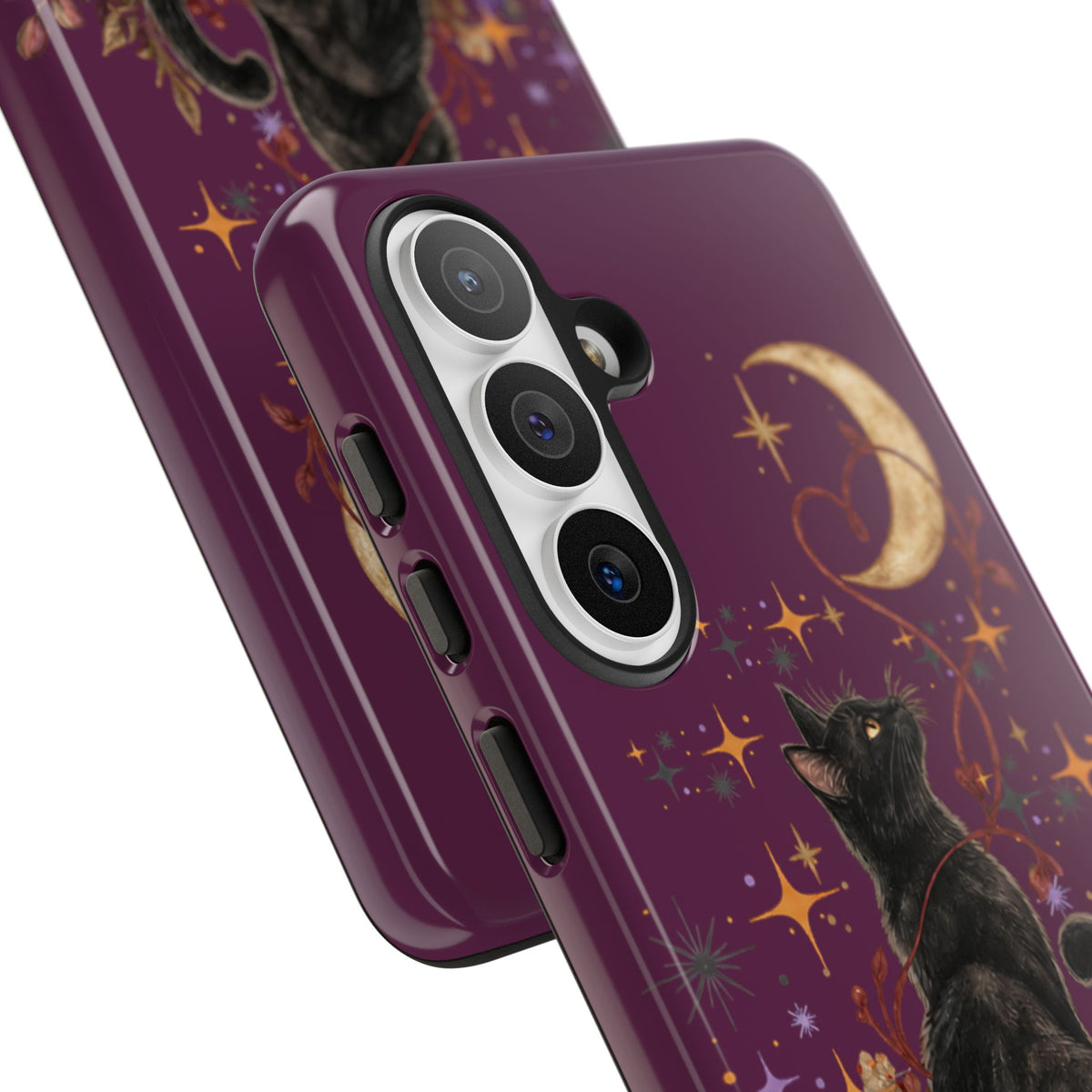 Black Cat Halloween Phone Case | Bewitched By You Witchy Moon & Pumpkin Tough Case | Dual-Layer Protective Cover for iPhone & Samsung