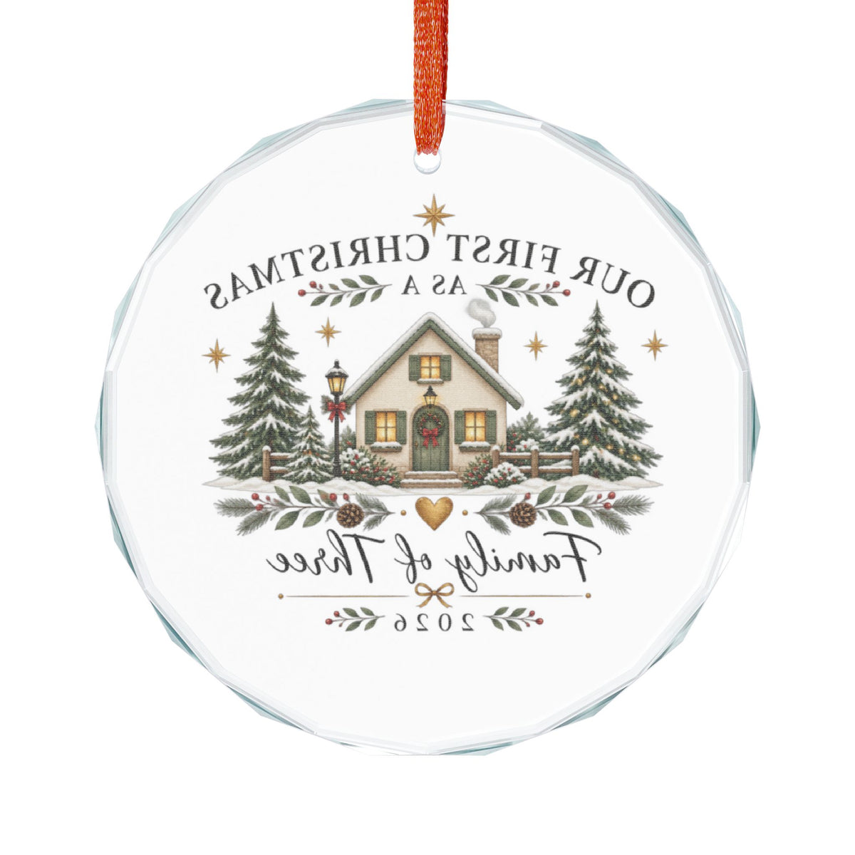 First Christmas As A Family Of Three Ornament, 2026 New Baby Glass Keepsake Gift