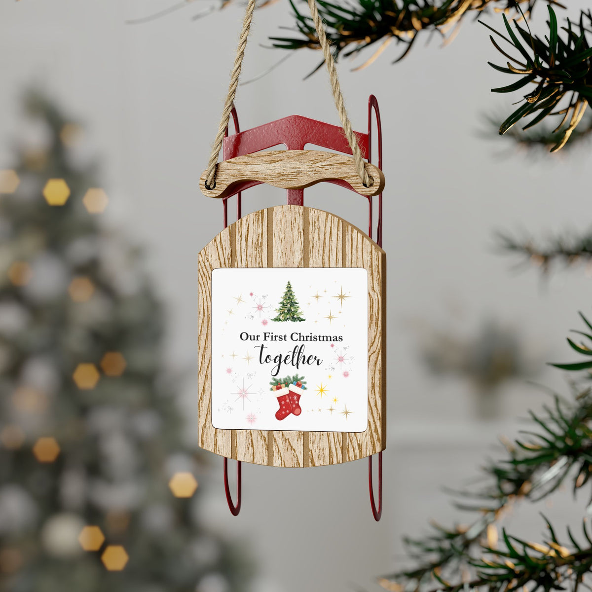 Personalized Wooden Sled Ornament