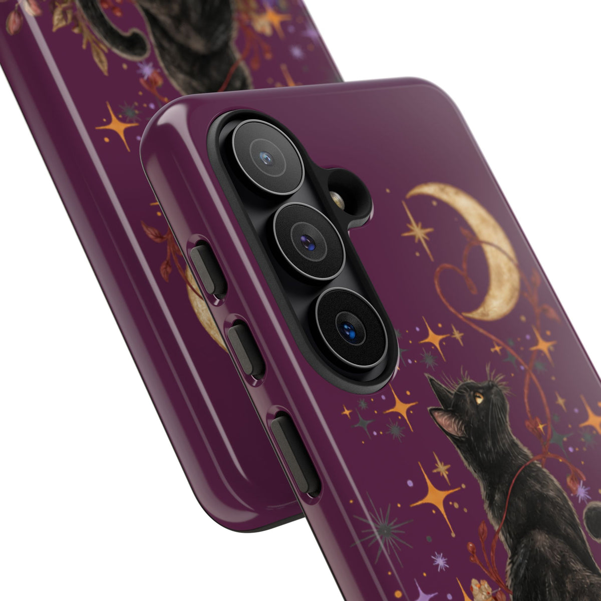 Black Cat Halloween Phone Case | Bewitched By You Witchy Moon & Pumpkin Tough Case | Dual-Layer Protective Cover for iPhone & Samsung
