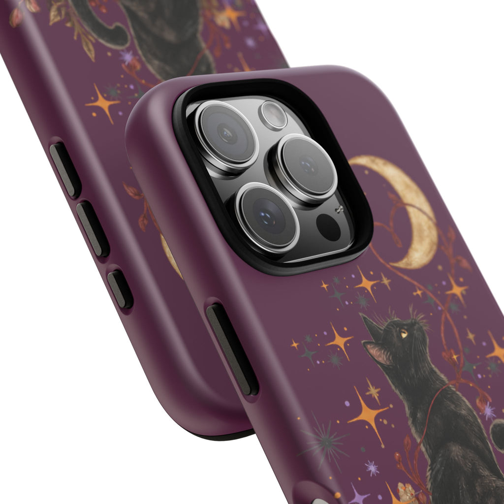 Black Cat Halloween Phone Case | Bewitched By You Witchy Moon & Pumpkin Tough Case | Dual-Layer Protective Cover for iPhone & Samsung