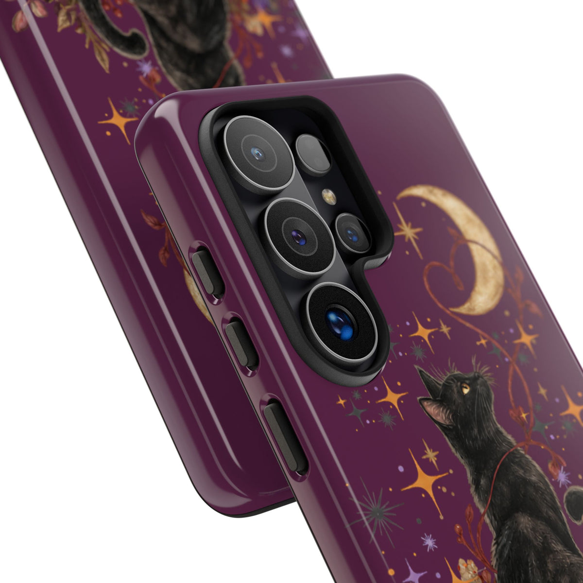 Black Cat Halloween Phone Case | Bewitched By You Witchy Moon & Pumpkin Tough Case | Dual-Layer Protective Cover for iPhone & Samsung