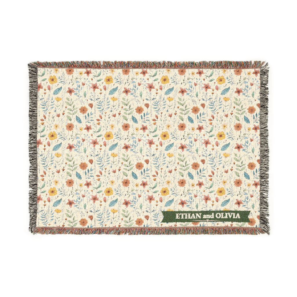 Floral Woven Blanket — Reversible Cozy Throw with Botanical Pattern