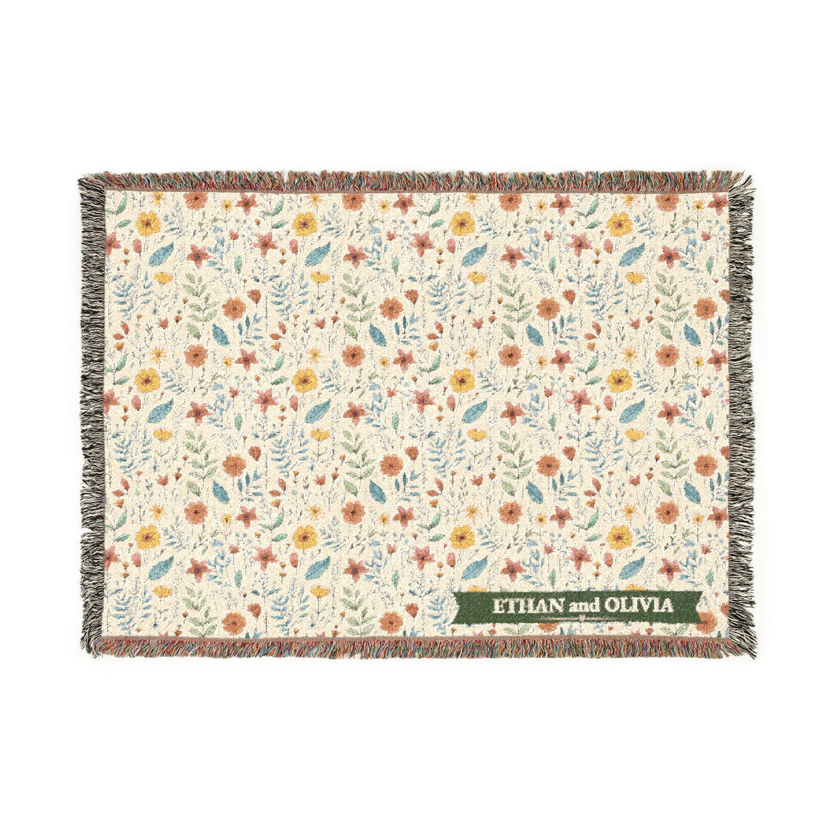 Floral Woven Blanket — Reversible Cozy Throw with Botanical Pattern