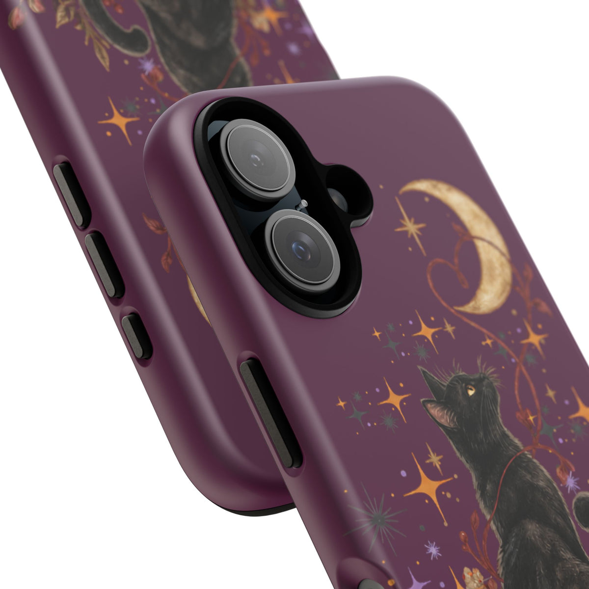 Black Cat Halloween Phone Case | Bewitched By You Witchy Moon & Pumpkin Tough Case | Dual-Layer Protective Cover for iPhone & Samsung
