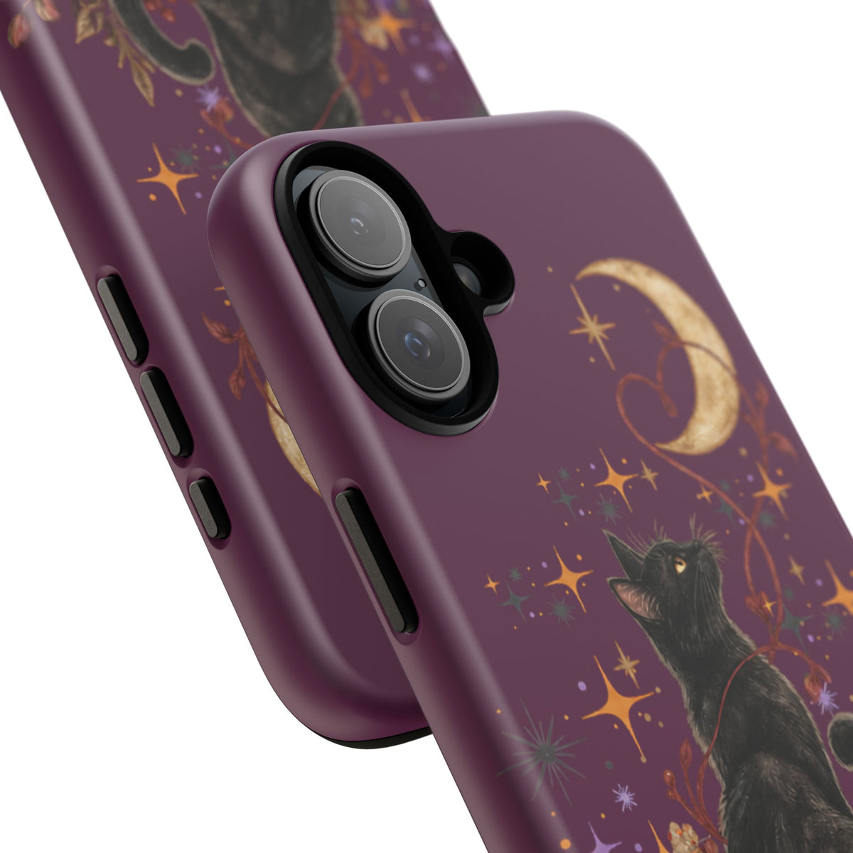 Black Cat Halloween Phone Case | Bewitched By You Witchy Moon & Pumpkin Tough Case | Dual-Layer Protective Cover for iPhone & Samsung