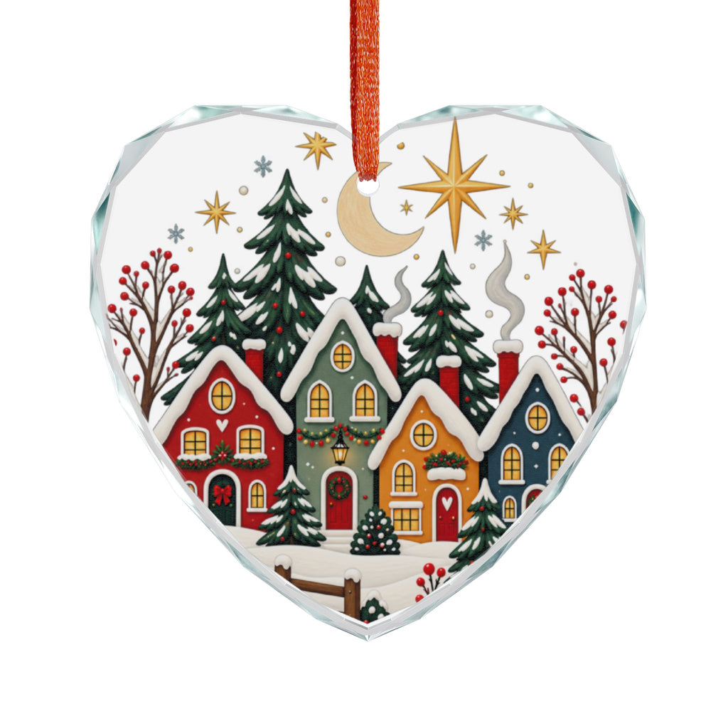 Crystal Heart Ornament — Festive Snowy Village Christmas Decoration