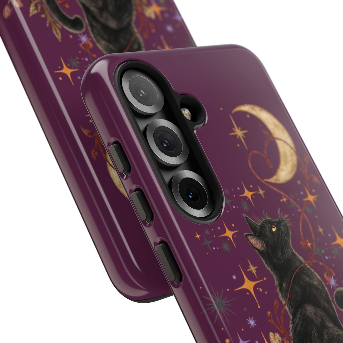 Black Cat Halloween Phone Case | Bewitched By You Witchy Moon & Pumpkin Tough Case | Dual-Layer Protective Cover for iPhone & Samsung