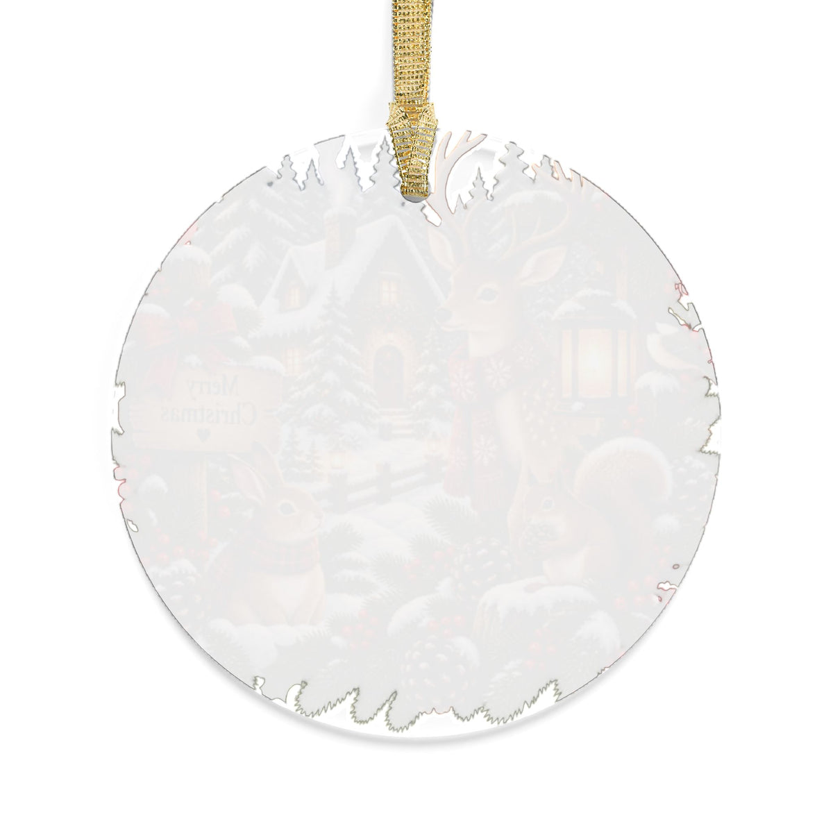 Woodland Christmas Acrylic Ornament – Deer & Squirrel 'Merry Christmas' Holiday Decoration