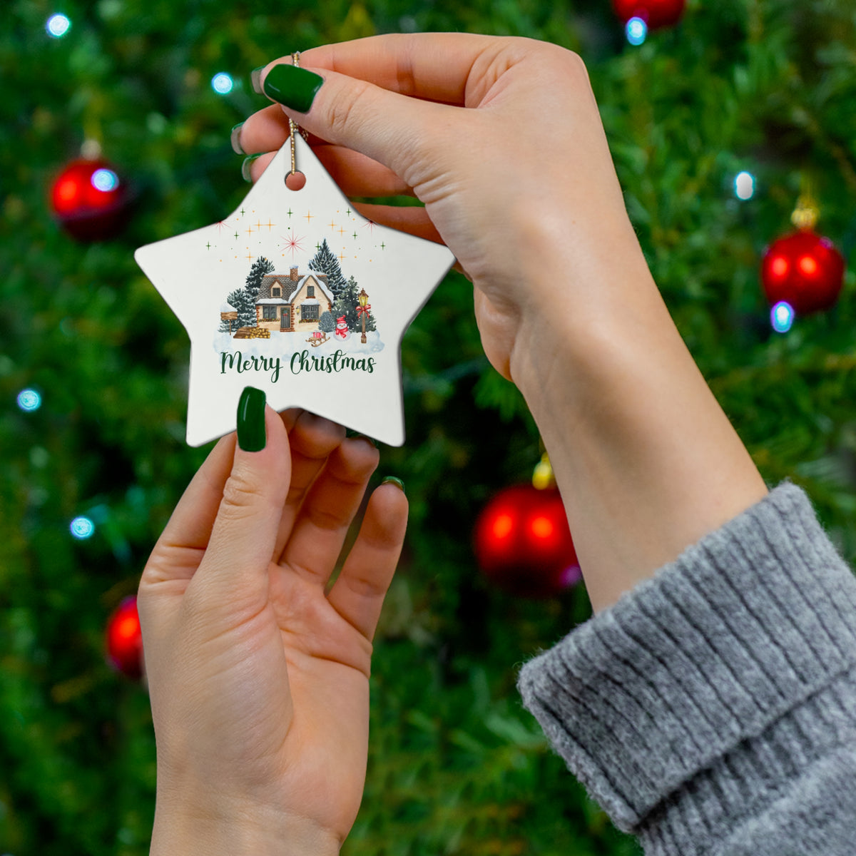 Personalized Photo Ceramic Star Ornament