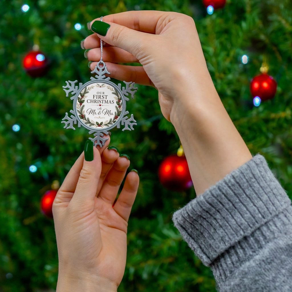 Our First Christmas Pewter Snowflake Ornament