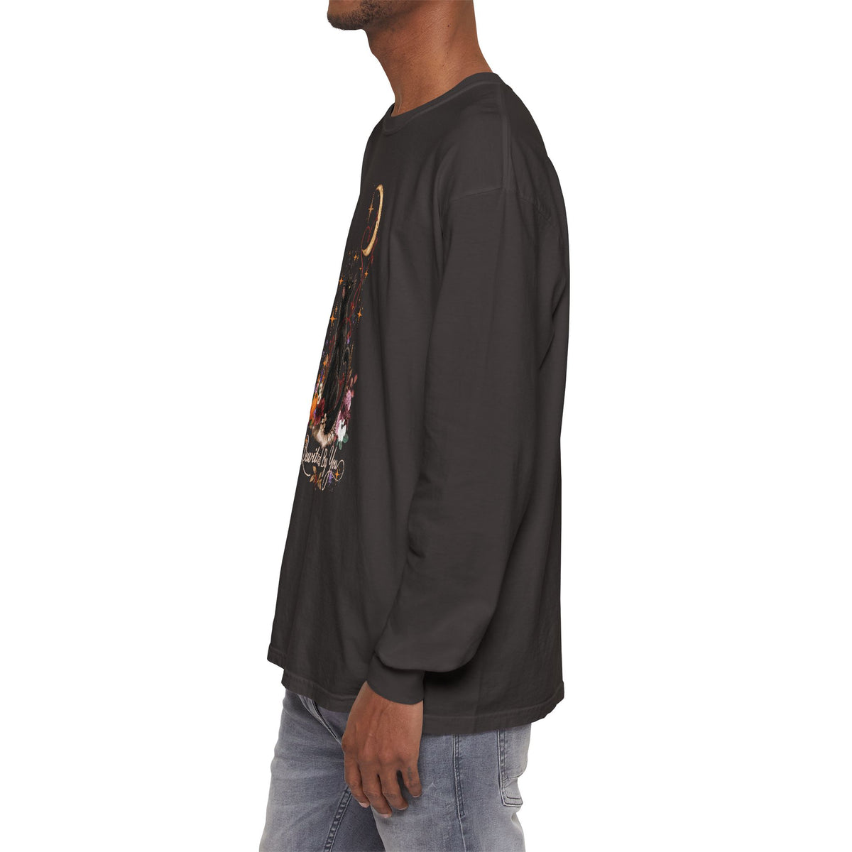 Black Cat Moon Long Sleeve Shirt — "Bewitched by You" Gothic Cat Tee