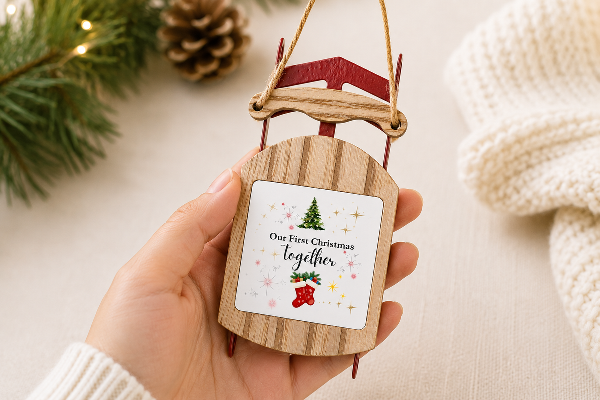 Personalized Wooden Sled Ornament