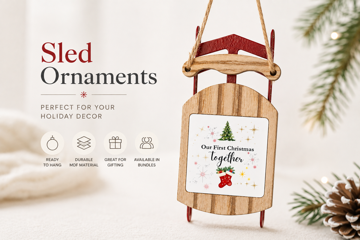 Personalized Wooden Sled Ornament