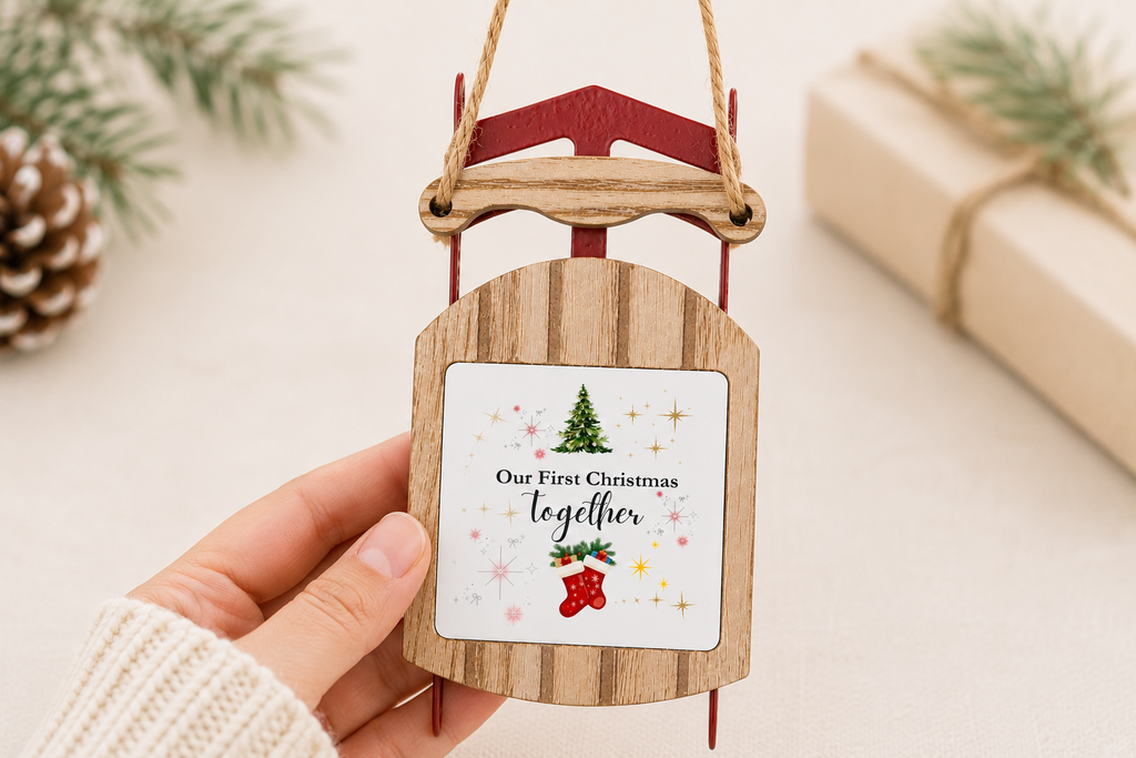 Personalized Wooden Sled Ornament