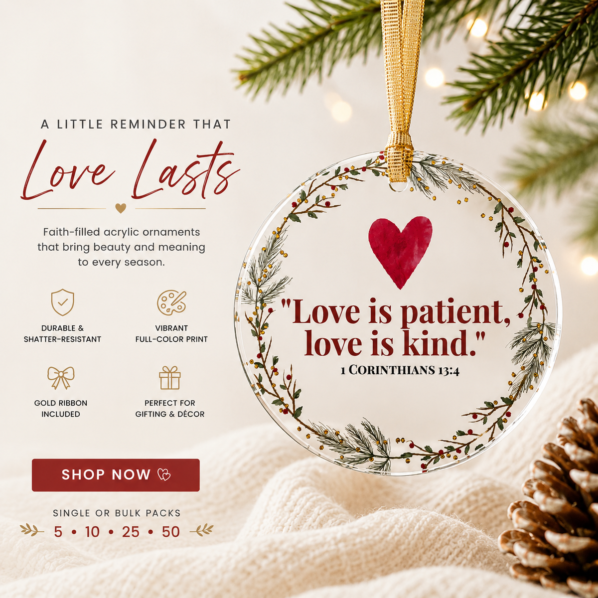 Love Is Patient Scripture Ornament