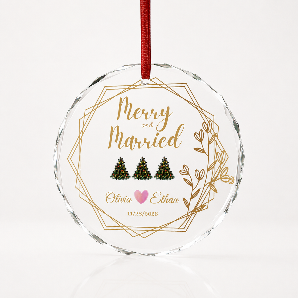 Merry and Married Personalized Ornament