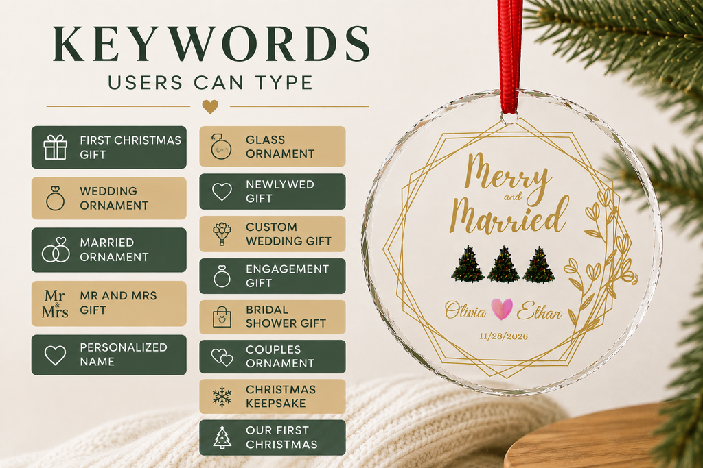 Merry and Married Personalized Ornament
