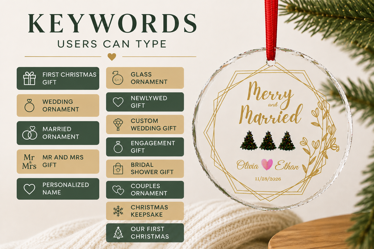 Merry and Married Personalized Ornament
