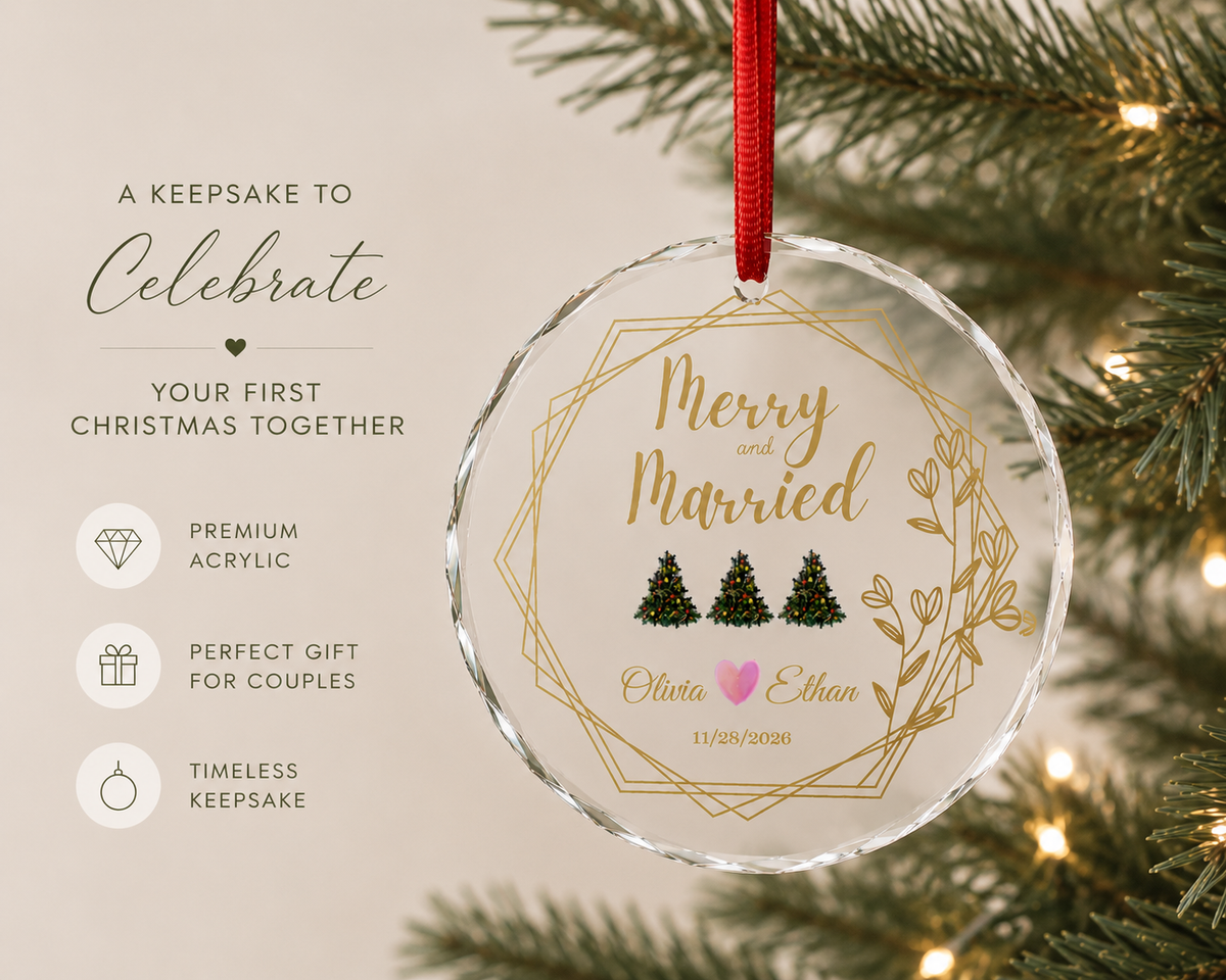 Merry and Married Personalized Ornament