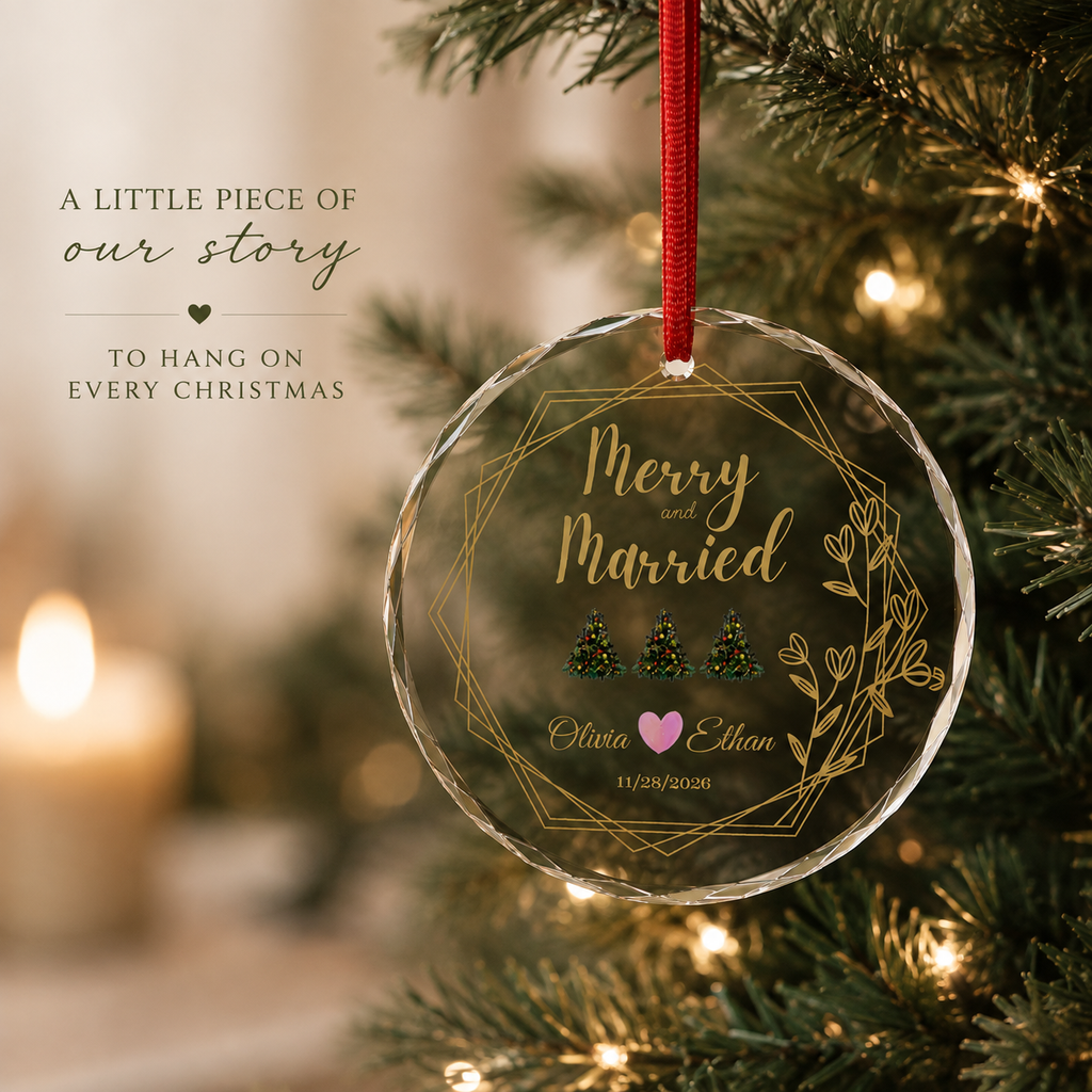 Merry and Married Personalized Ornament