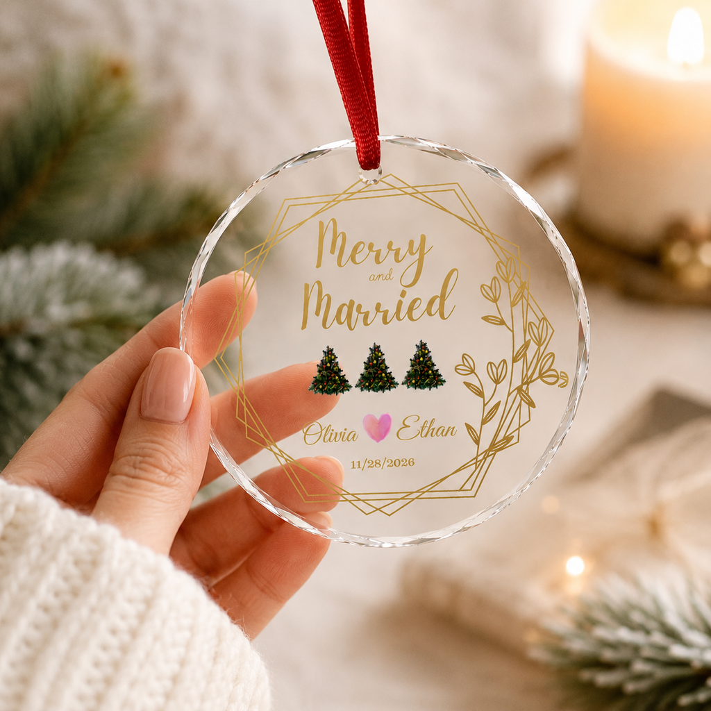 Merry and Married Personalized Ornament