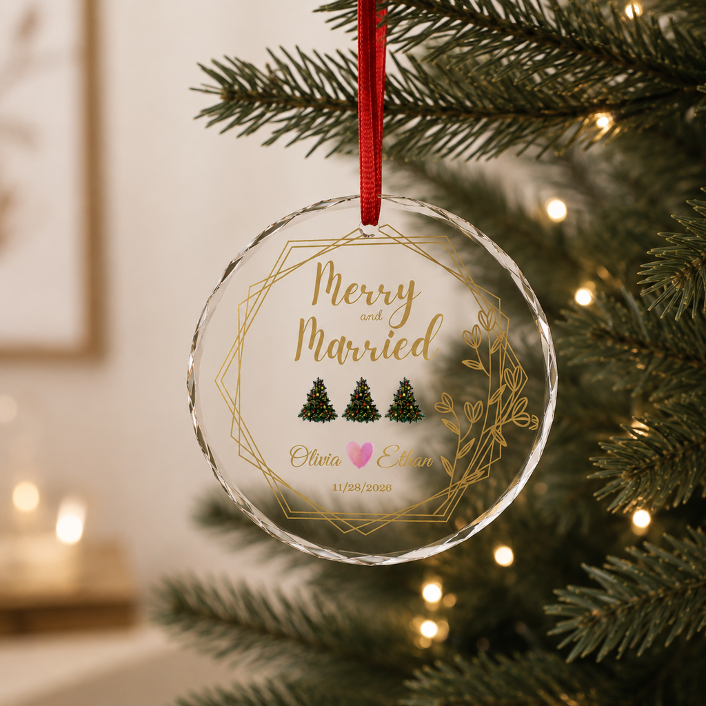 Merry and Married Personalized Ornament