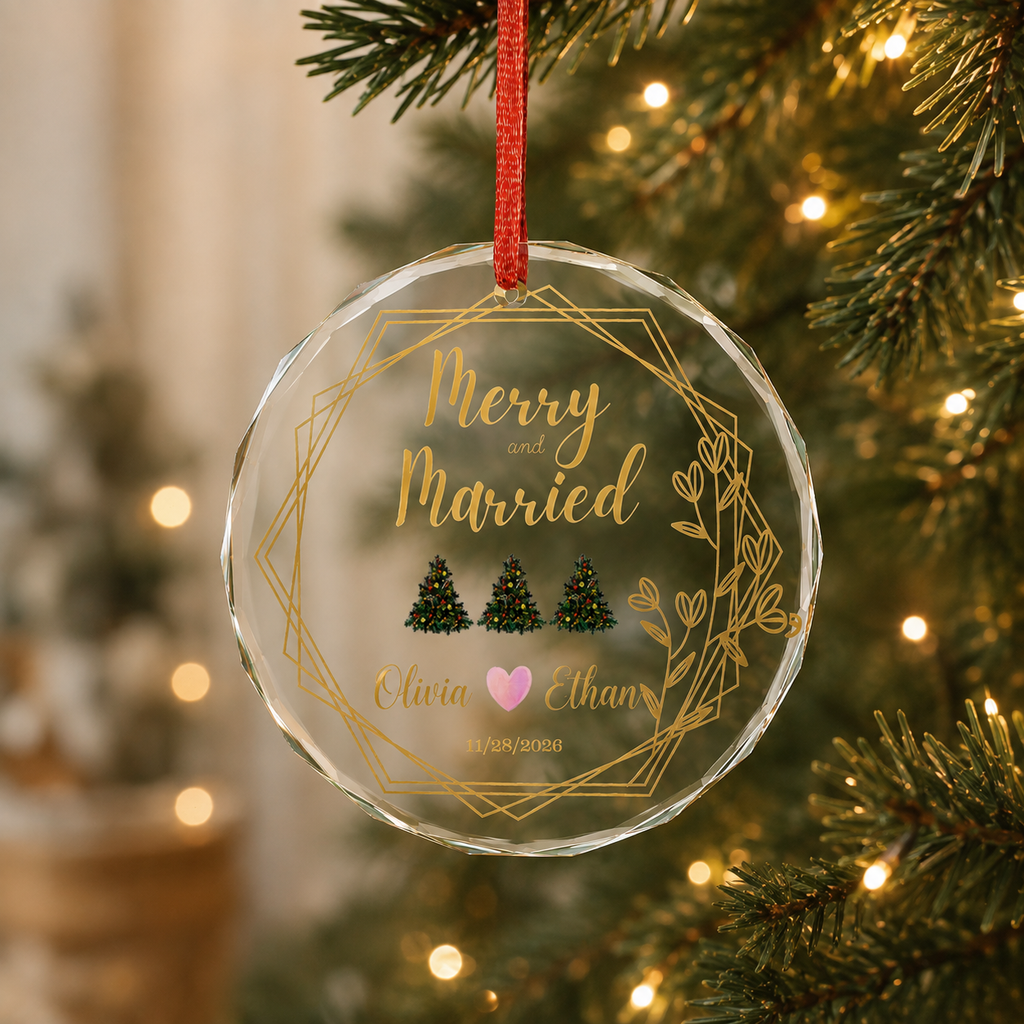 Merry and Married Personalized Ornament