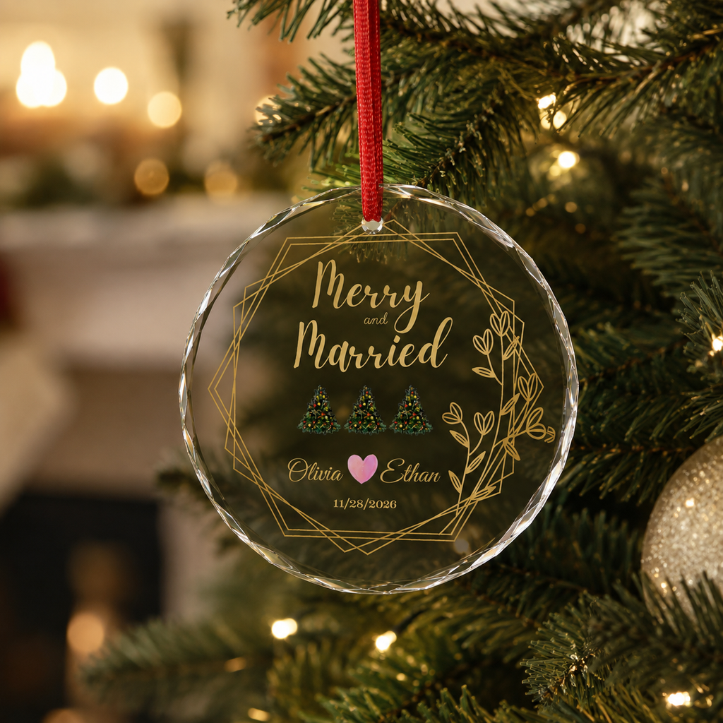 Merry and Married Personalized Ornament