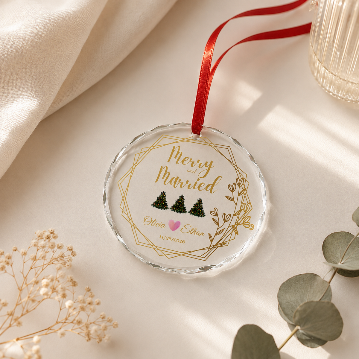Merry and Married Personalized Ornament