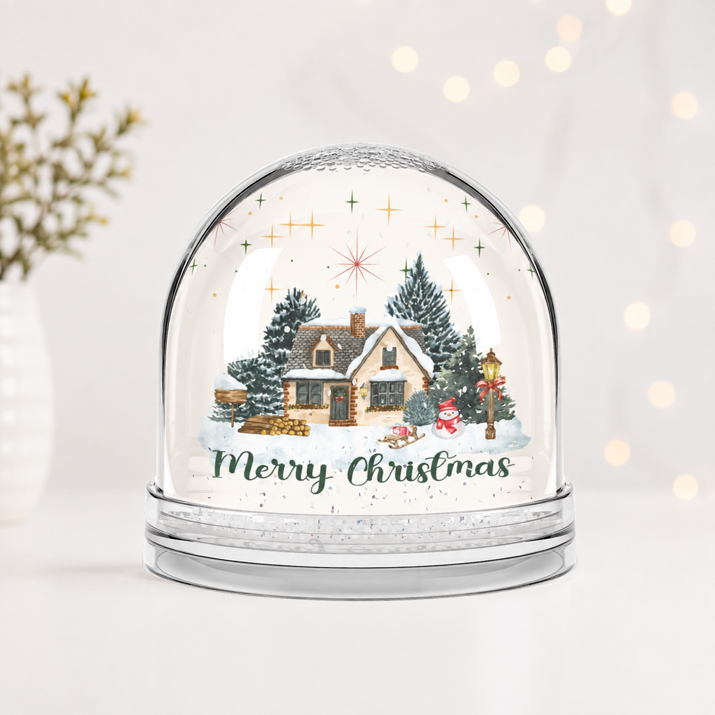 Cozy Cottage Merry Christmas Snow Globe