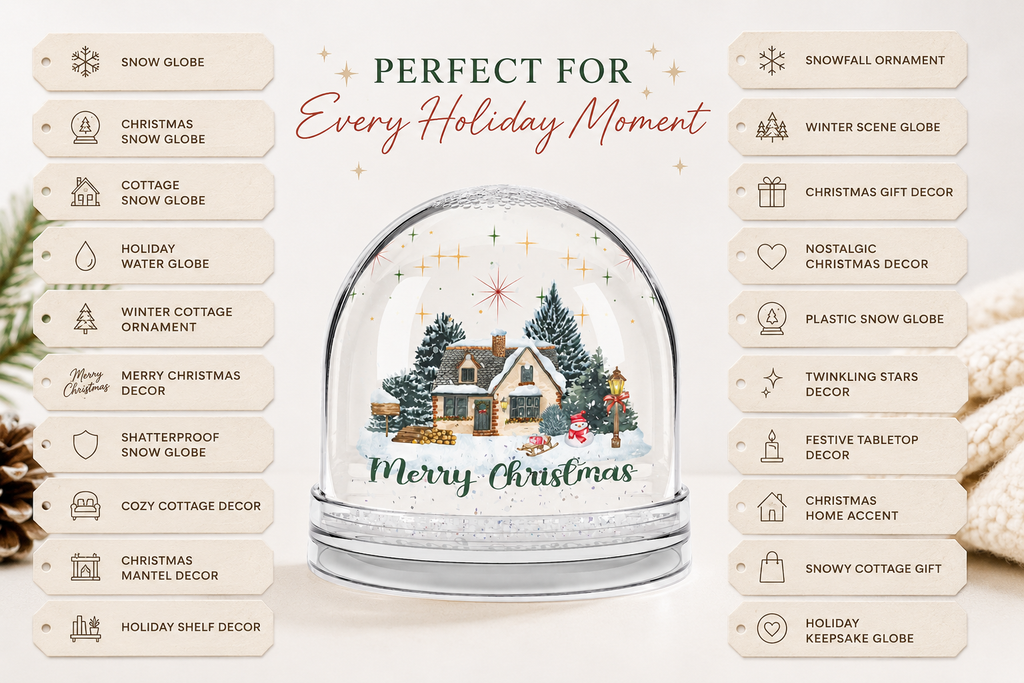 Cozy Cottage Merry Christmas Snow Globe