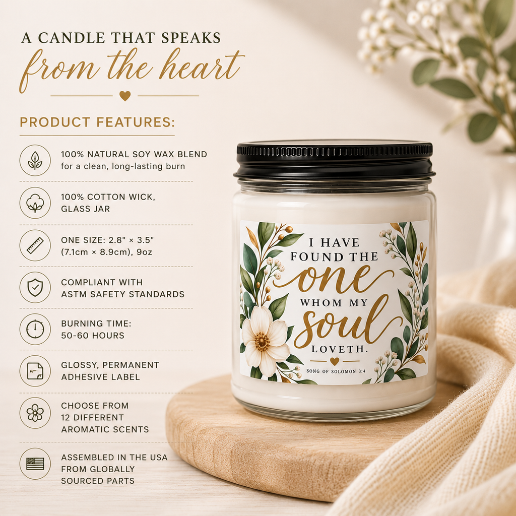 Scented Soy Candle Wedding Gift, 9oz Glass Jar Candle, Bridesmaid Gift, Love Quote Candle, Bridal Shower Favor, Anniversary Gift