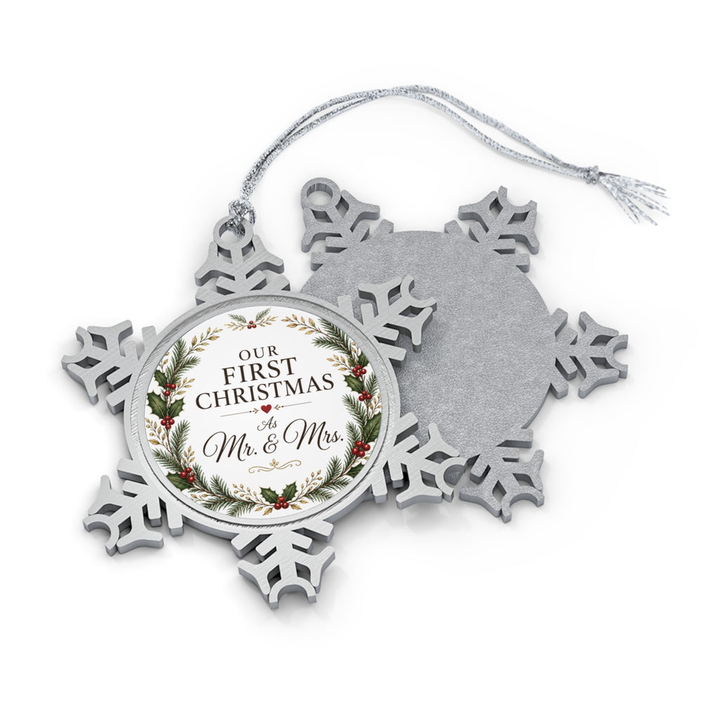 Our First Christmas Pewter Snowflake Ornament