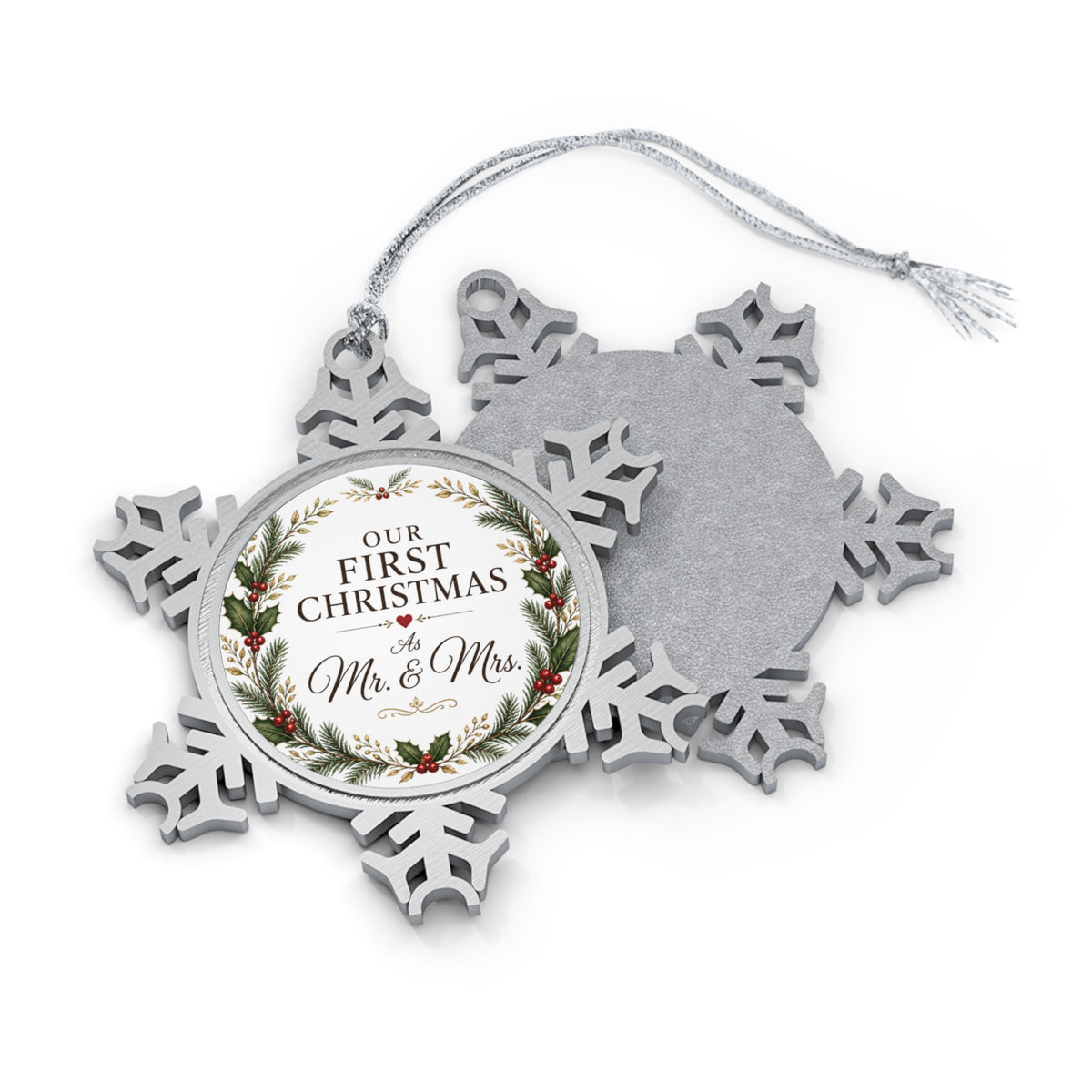 Our First Christmas Pewter Snowflake Ornament