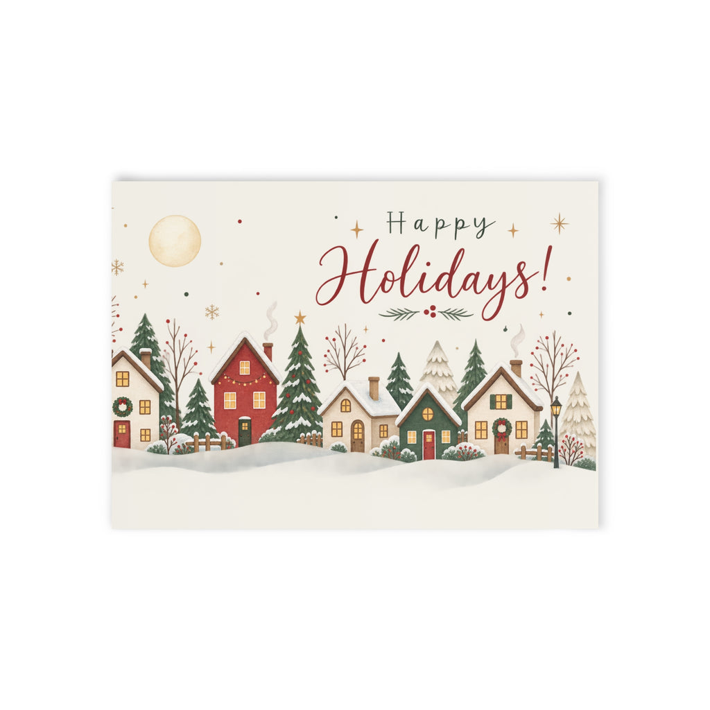 Personalized Happy Holidays Village Card