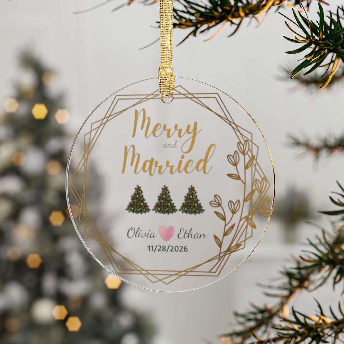 Merry and Married Personalized Ornament