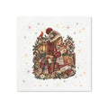 Christmas Girl Napkins — Vintage Holiday Paper Napkins with Cozy Lantern & Toys Design